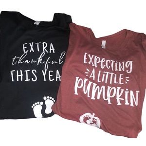 Maternity “Extra Thankful” and “Expecting a Little Pumpkin” short sleeved tees